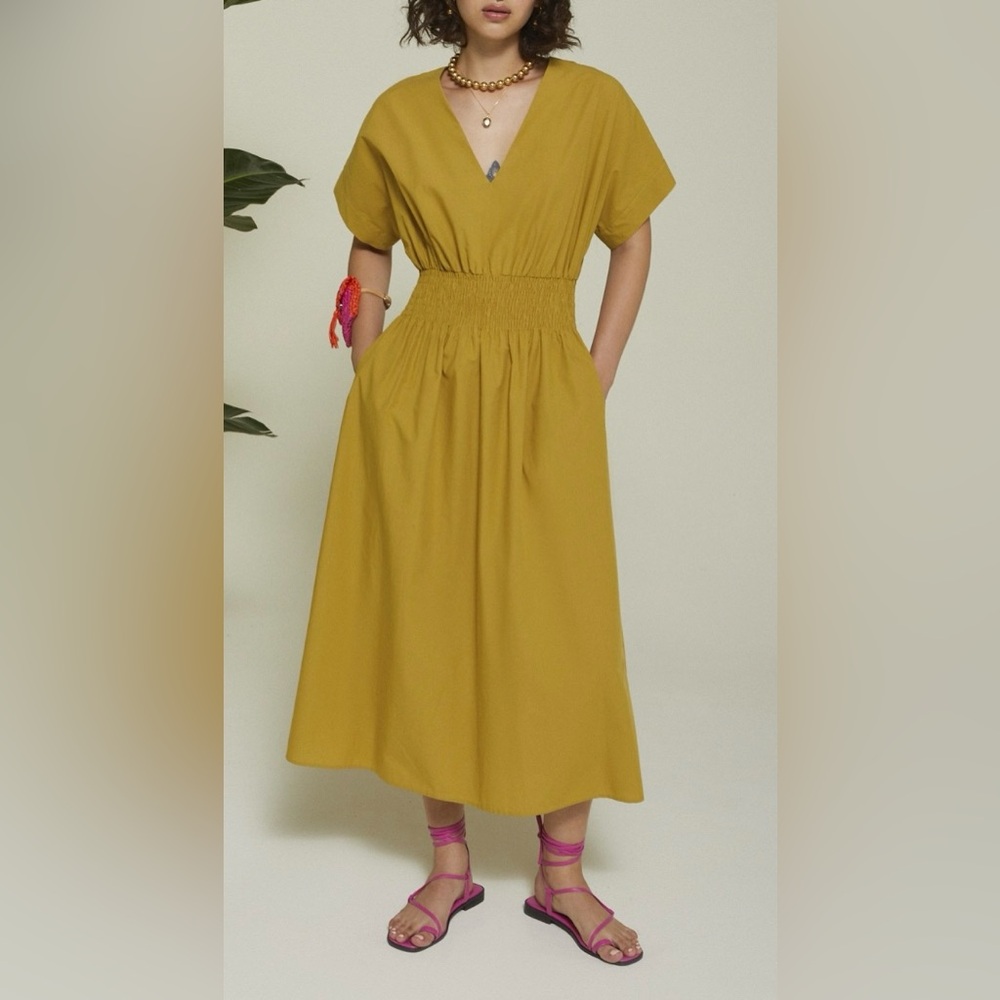 OTTOD'AME Cumino Poplin Long Dress Mustard yellow Color Size 2
